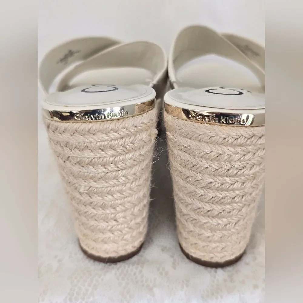 Calvin Klein Cream Wedge espadrilles Slip-On Shoes